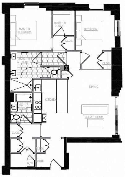 2 bed 2 bath - 1281 sq ft.  B5,